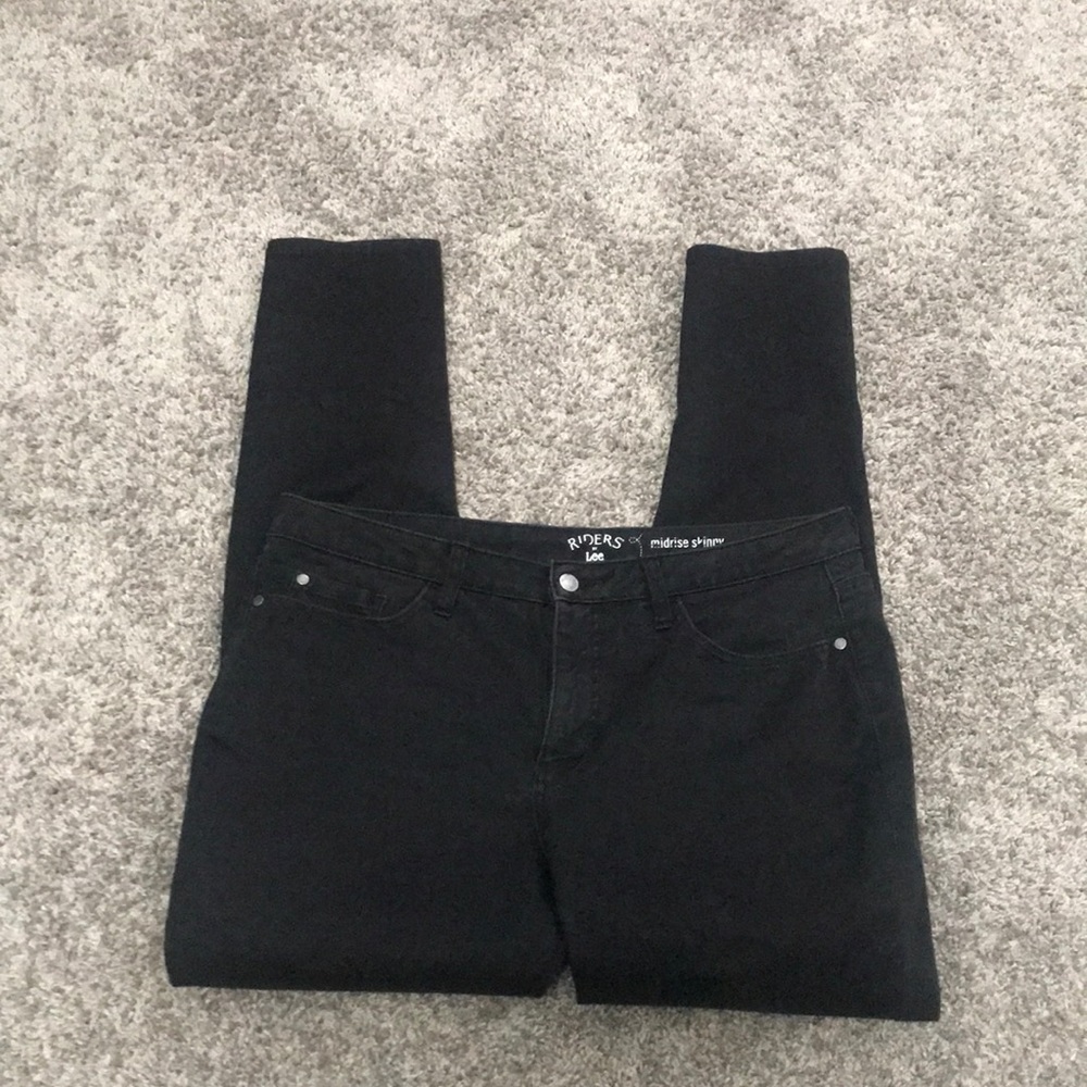 Lee Riders mid rise skinny black jeans size16L